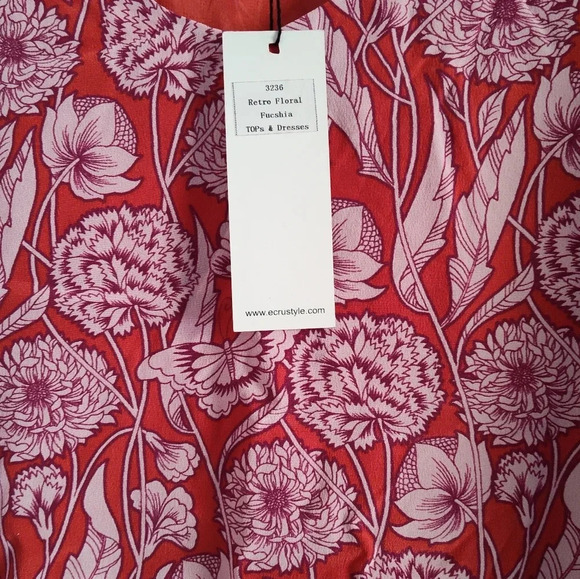Ecru Red Floral Print Boho Blouse Top Women’s Size Small - Picture 7 of 7